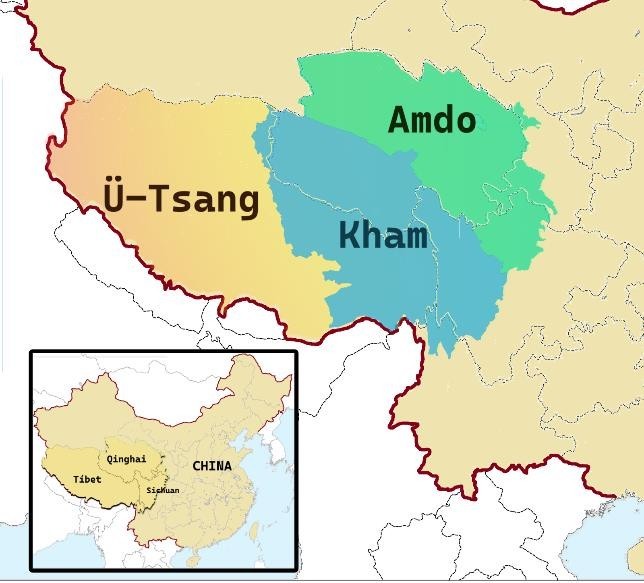 mapa regiones del tibet