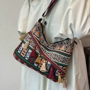 Bolso étnico de Yunnan bandolera con motivos geométrico