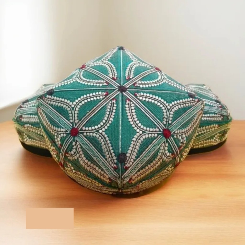Gorro doppa masculino estilo sur de Xinjiang – gorro verde