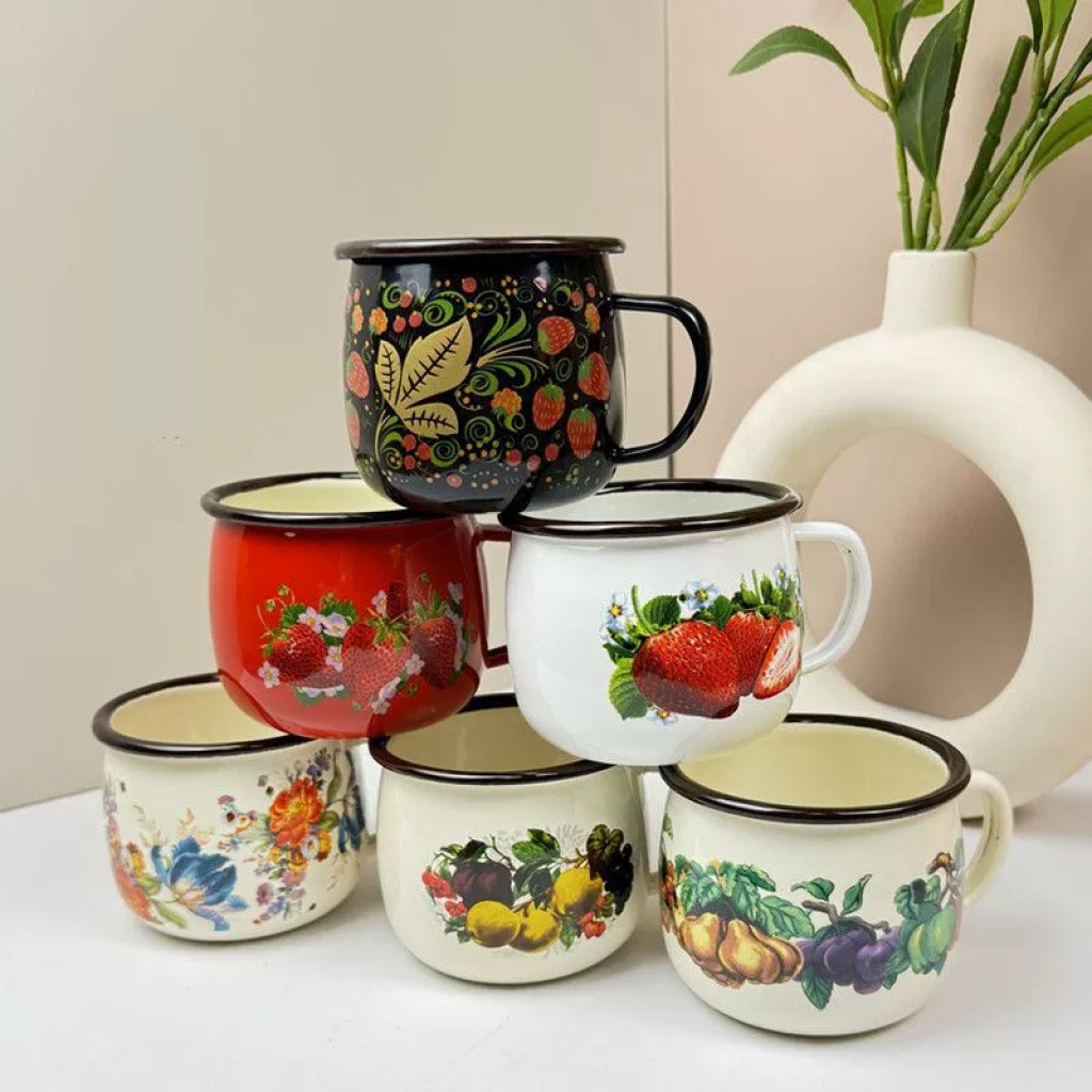 Taza con flores esmaltada de Xinjiang 200 ml – taza multiusos