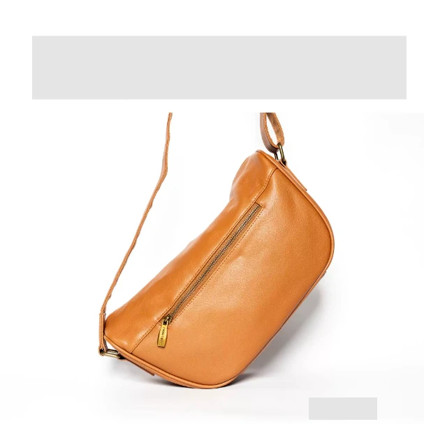 Bolso bandolera de piel marrón Lhayak - piel auténtica artesanal