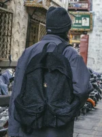 Mochila negra básica Nerhi diseño tibetano otoño invierno Tibet Plaza