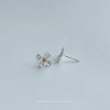 Pendientes de plata flor de cuatro pétalos artesanales Yunnan Plaza
