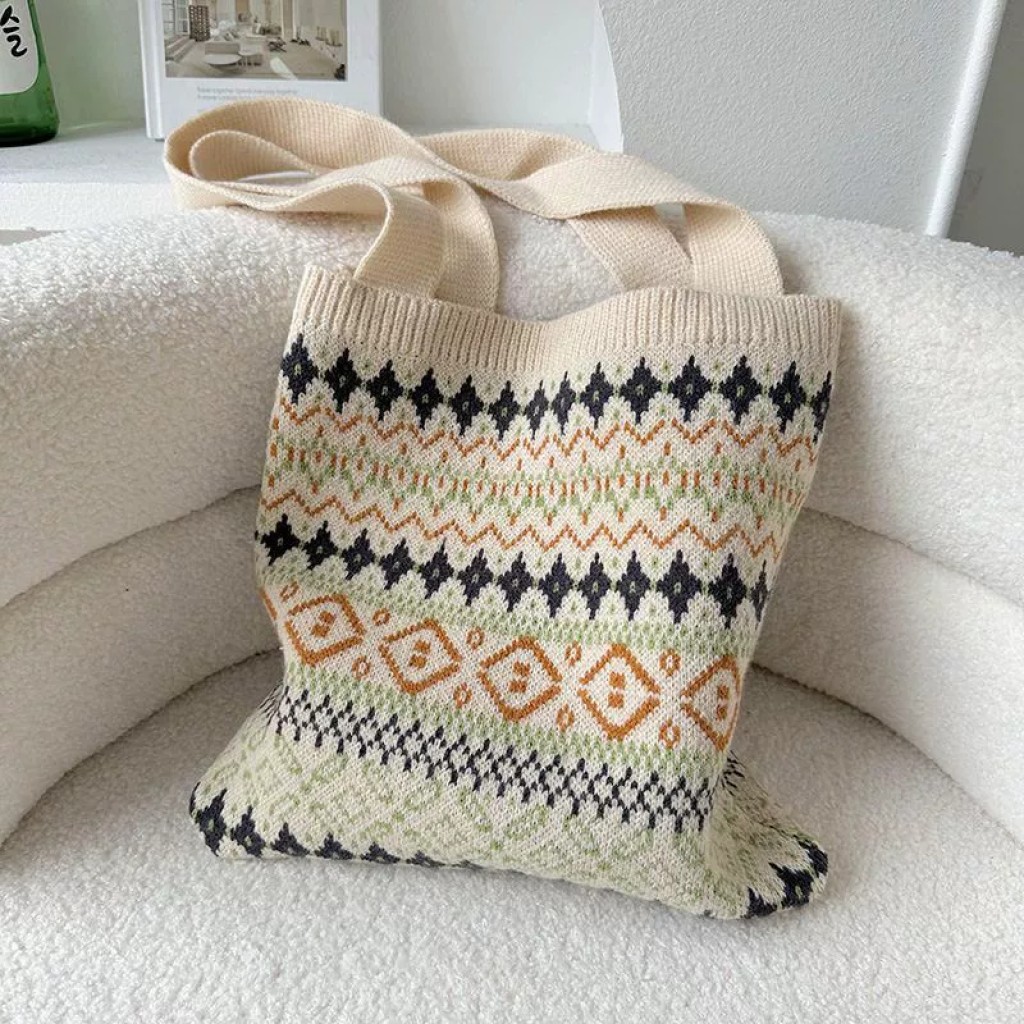 Bolso de hombro grande tejido estilo vintage – bolso de hombro uigur Bolso de hombro grande tejido estilo vintage – bolso de hombro uigur