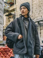 Mochila negra básica Nerhi diseño tibetano otoño invierno