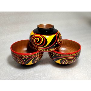 Set de cuenco de madera pintado a mano artesanía de Liangshan