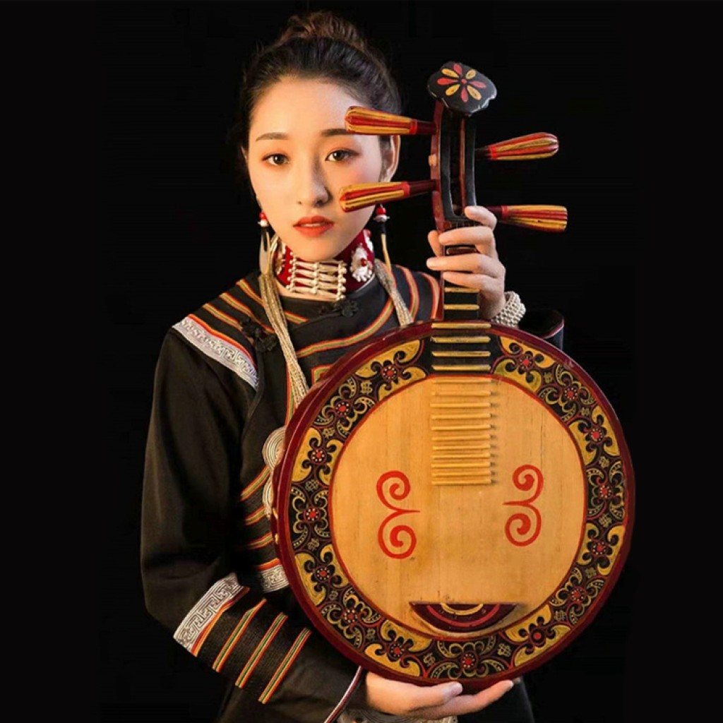 Vestido con chaqueta nuosu tradicional para mujer moda Liangshan Yunnan