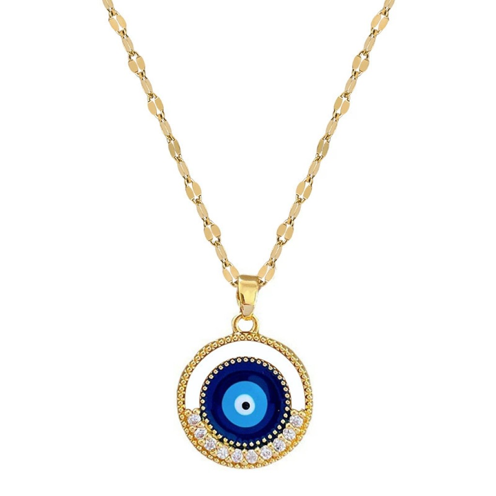 Colgante ojo turco dorado con incrustaciones nazar protector Xinjiang Plaza 1