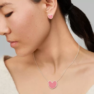 Pendientes y collar de plata del lago Yamdrok de rodonita