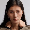 Pendientes de plata con esfera tejida y cadena alargada - joyería nuosu