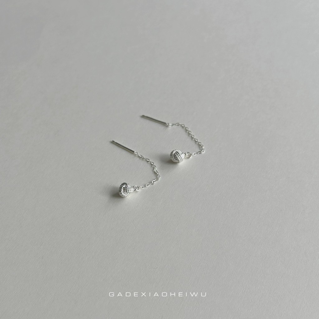Pendientes de plata de bola con cadena fina minimalista Yunnan Plaza