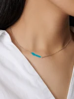 Collar plata del lago Lhamo Latso esmalte azul sobre plata bañada en oro o platino