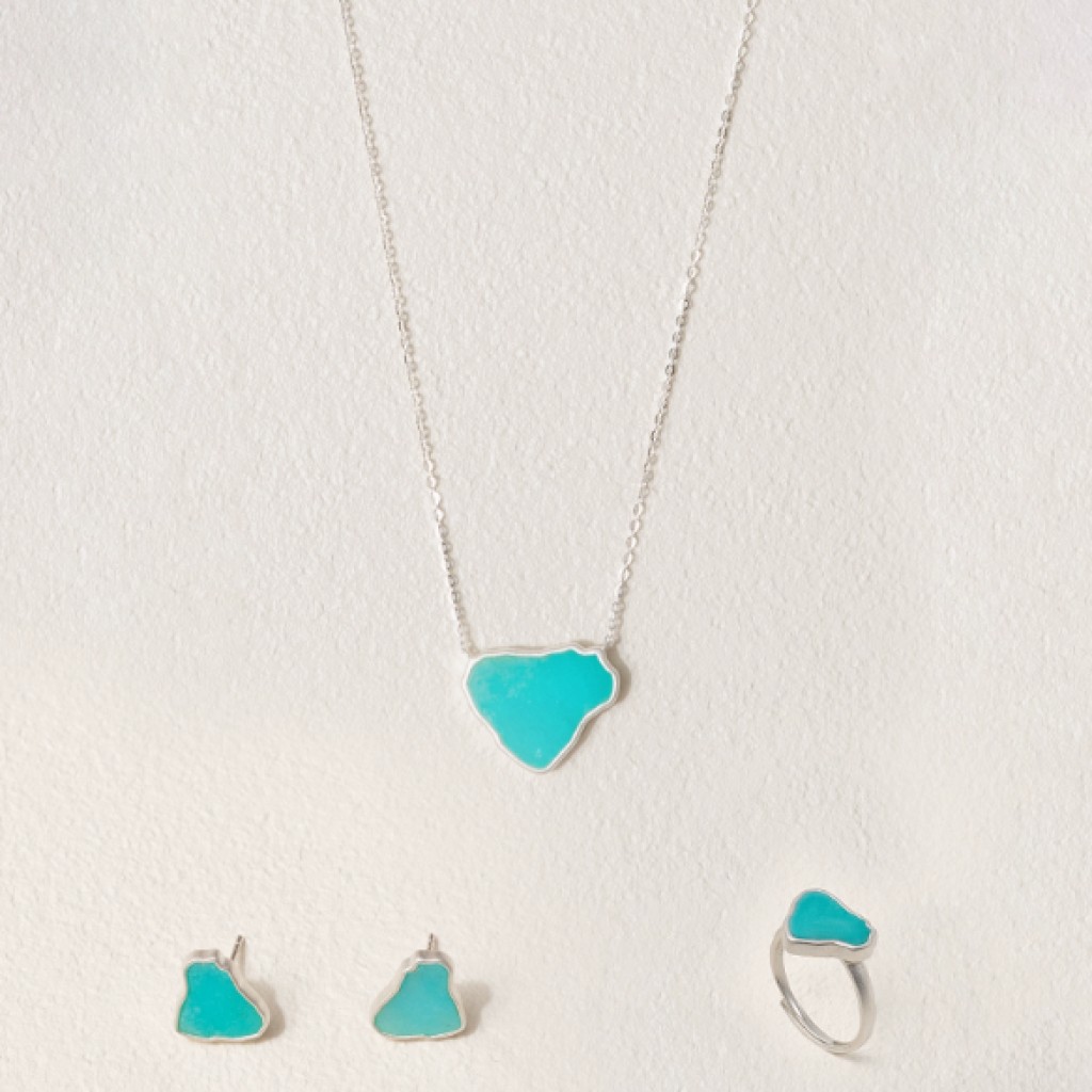 Joyería de plata y amazonita inspirada en el lago Mapam Yutso Charu