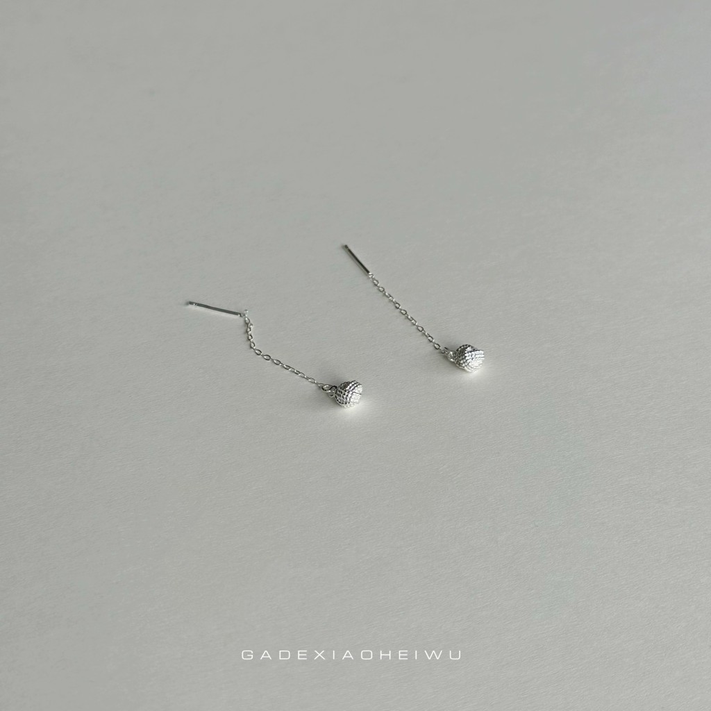Pendientes de plata de bola con cadena fina minimalista Yunnan Plaza 2