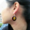 Pendientes pintados a mano de Liangshan joyas artesanales nuosu de madera lacada