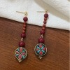 Pendientes estilo tibetano con cuentas de cobre y bodhi