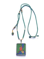 Collar Tara Verde tanka pintada a mano amuleto de protección de CHARU