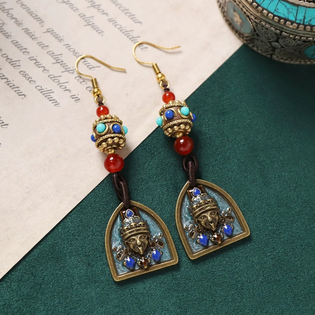 Pendientes estilo tibetano diseño inspirado en la tradición del Himalaya