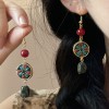 Pendientes estilo tibetano flor de loto con piedra natural y cuentas Tíbet Plaza