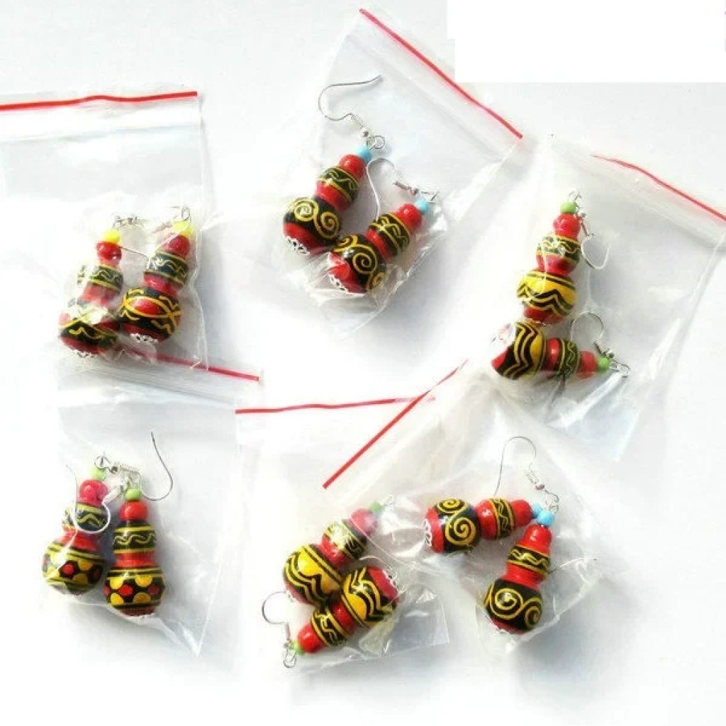 Pendientes Yi de laca artesanal en forma de calabaza – Liangshan aleatorios
