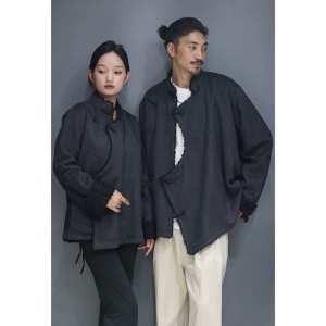 Abrigo tibetano de invierno con forro cálido y botones